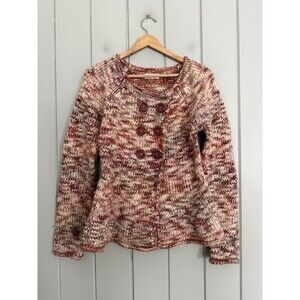 Anthropologie Sleeping On Snow Cardigan Sweater S Small Chunky Knit Peplum Wool